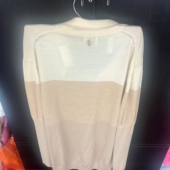 BURBERRY Cream Boxy Button Down Polo Blouse - Picture 8 of 9